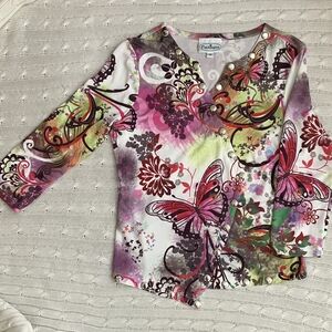 Colorful Butterfly Print Top